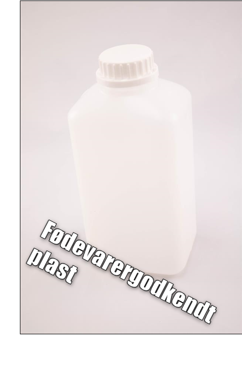 Plastflaske 1 liter, rektangulær – frostsikker og matgodkjent HDPE-flaske med hvit propp