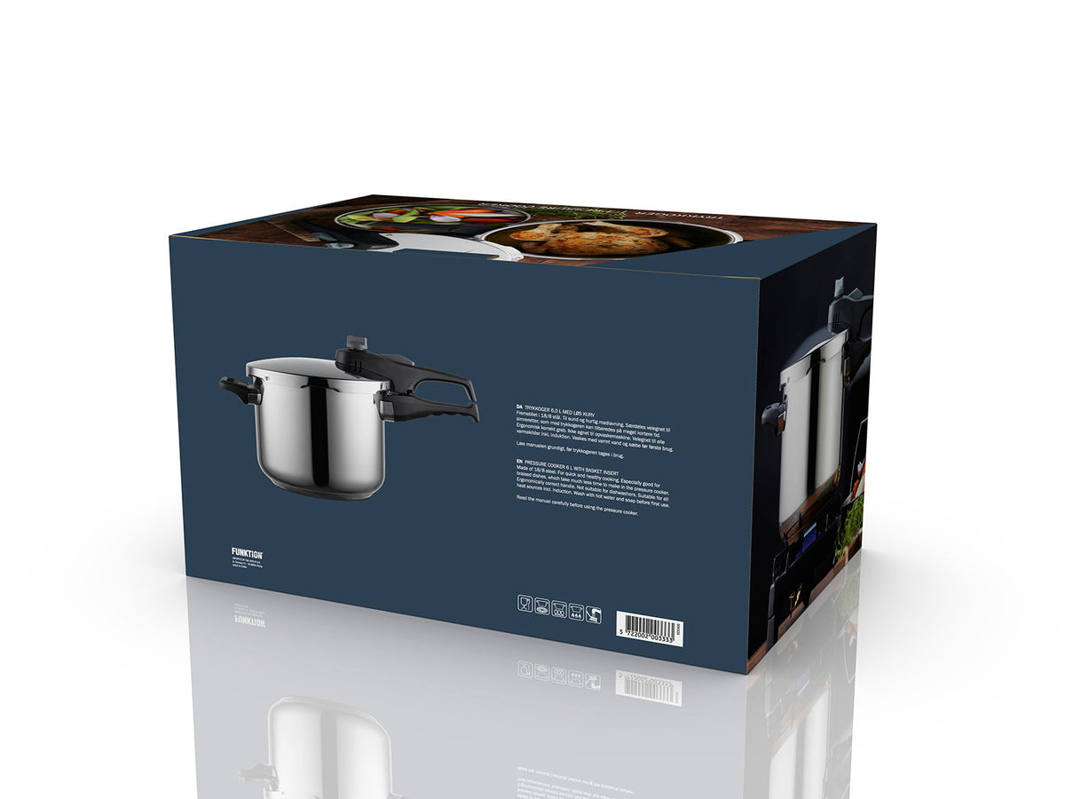 Pressure cooker, 6 litres, with basket/rack, Funktion brand