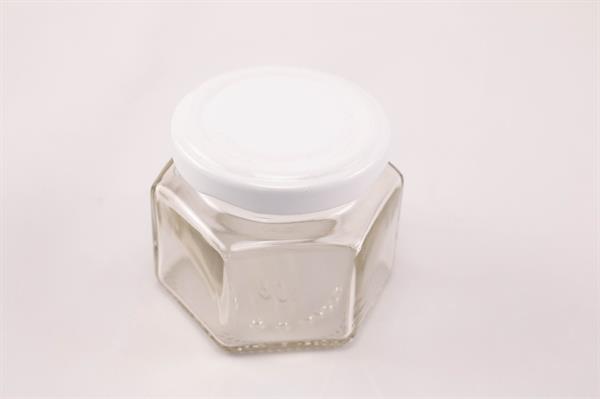 Hexagonal jar with white lid, 105 ml