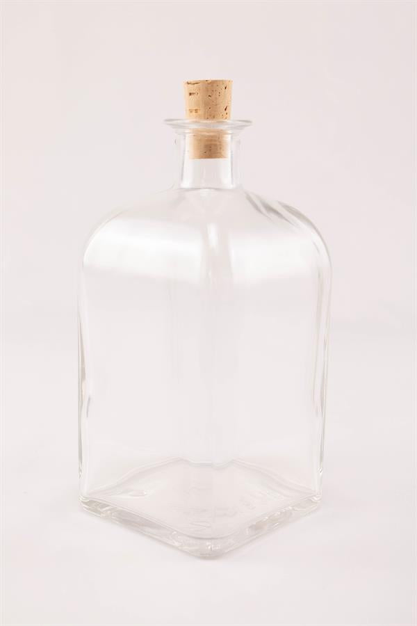 Firkantet flaske med korkprop, lille (0,5 liter)