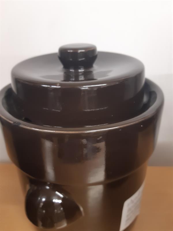 Gjæringskrukke 3 liter med vektsteiner og lokk – brun, 2. sortering