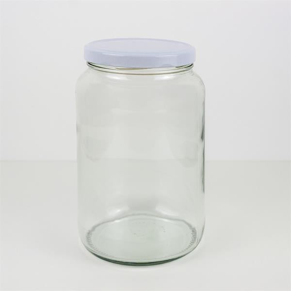 Opbevaringsglas 1,7 liter – dekorativt glas med hvidt skruelåg til fermentering og syltning