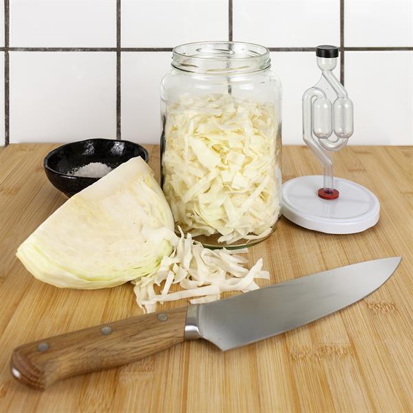 Fermenteringsglass, 1,7 liter. Komplett med skrulokk m/gummipropp og gjærlås