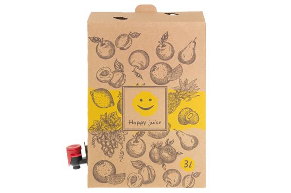 Bag-in-box (BIB) with bag, Happy Juice, 3 litres, set of 1 box and 4 bags