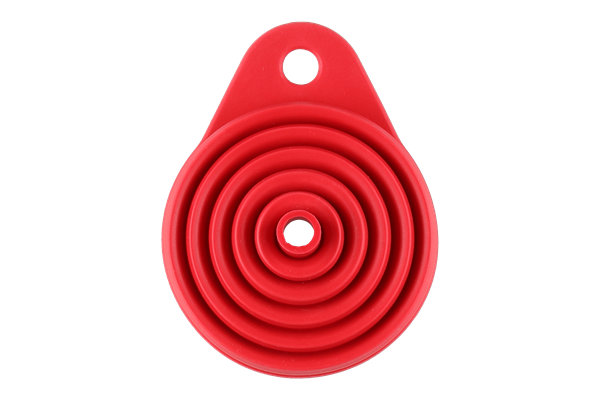 Folding funnel, silicone, red