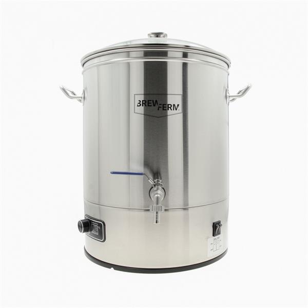 Brygkedel 30 liter – elektrisk henkogningsapparat i rustfrit stål med termostat og tappehane, Brewferm