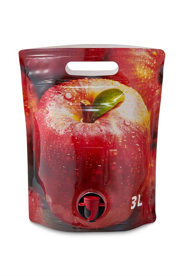 Pouch-up pose / Ståpose med æblemotiv, 3 liter. 50 stk