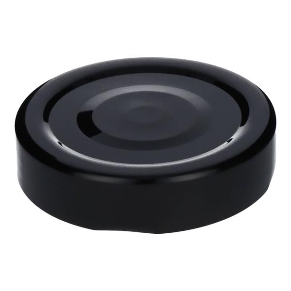 Skrulokk (høye) til glass og flasker, svarte, indre diameter 58 mm, 5 stk.