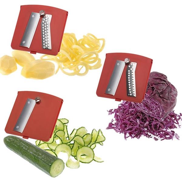 Spiromat vegetable and fruit slicer with 3 different blades