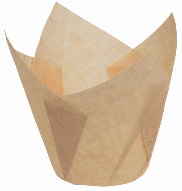 Tulipanformede muffinforme, lysebrun,  storpak, 200 stk