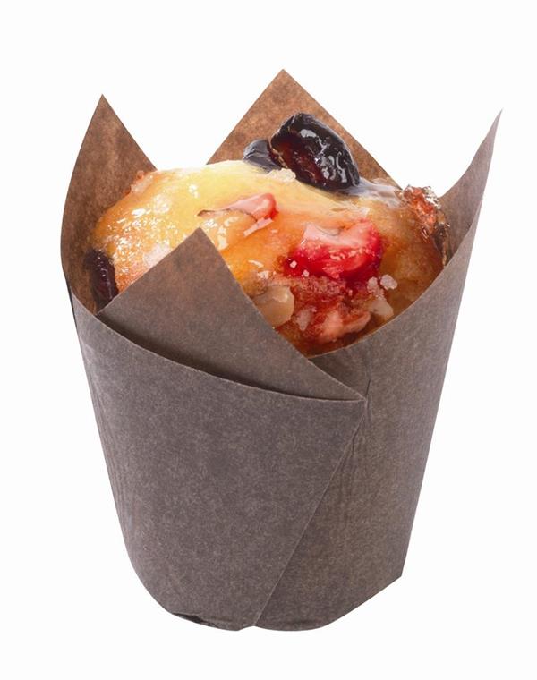 Tulipanformede muffinforme, mørkebrune, storpak, 200 stk